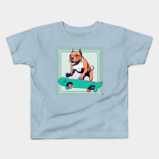 Skateboarding Pittie Kids T-Shirt